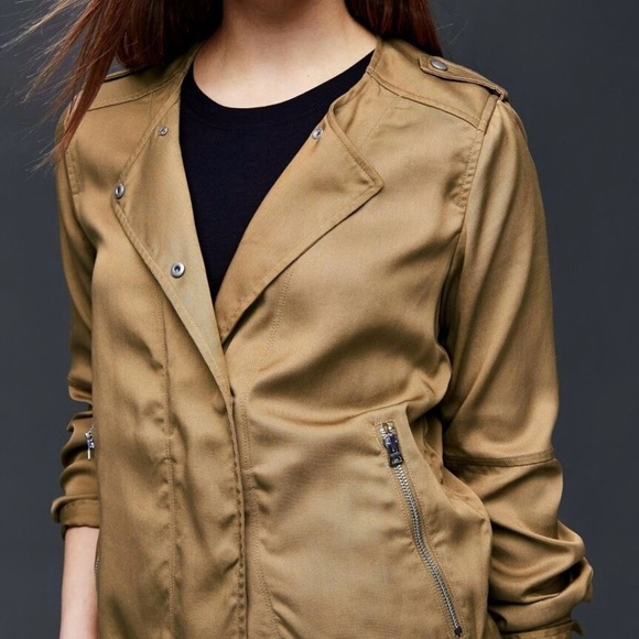 NWT Gap Women’s Collarless TENCEL™ jacket, Mission Tan, Size XL - Picture 1 of 10